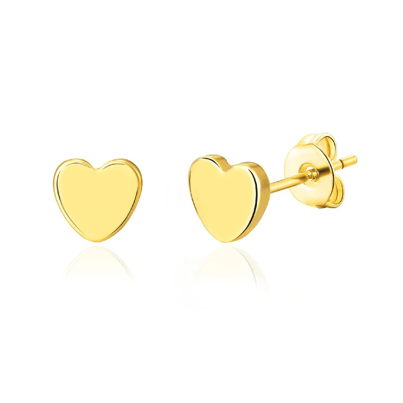 Bare dot earrings-Gold Plated Heart Stud Earrings