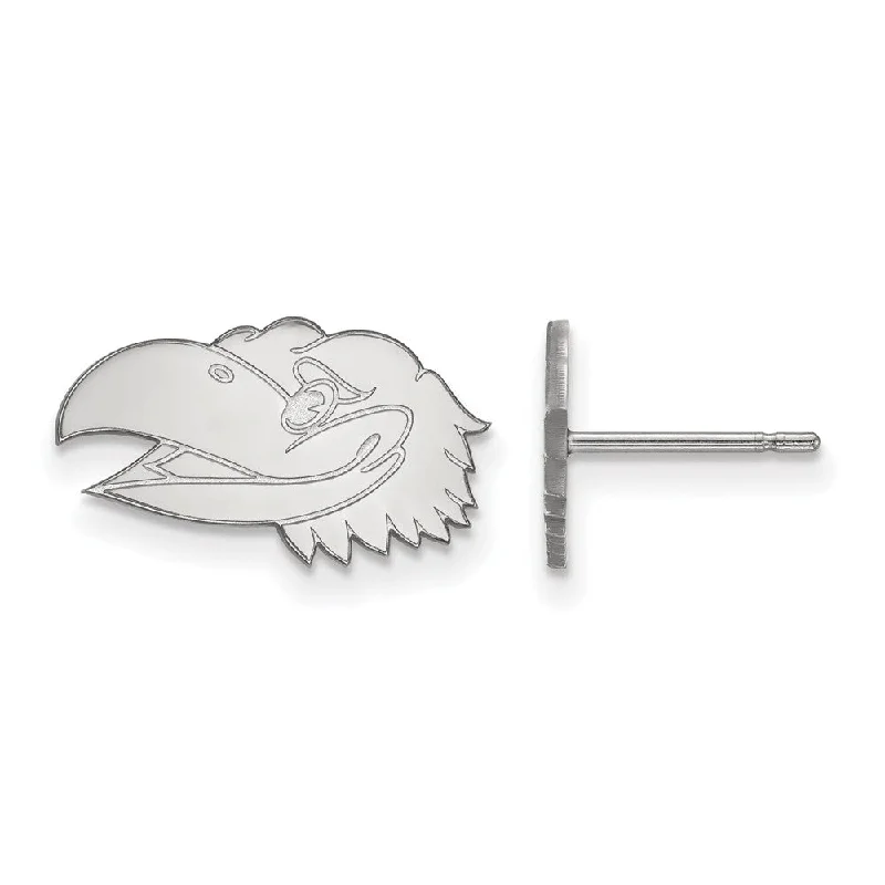 Flip-sided earrings-14k White Gold University of Kansas XS Mascot Head Post Earrings