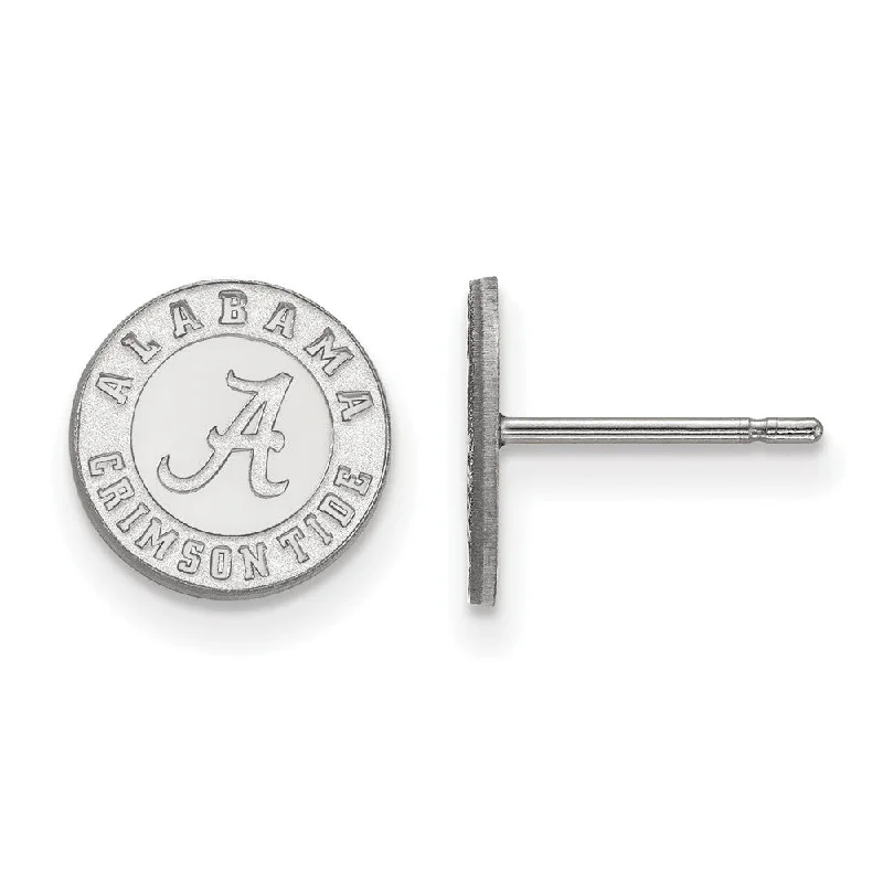 Fired clay earrings-10k White Gold University of Alabama XS (Tiny) Disc Post Earrings