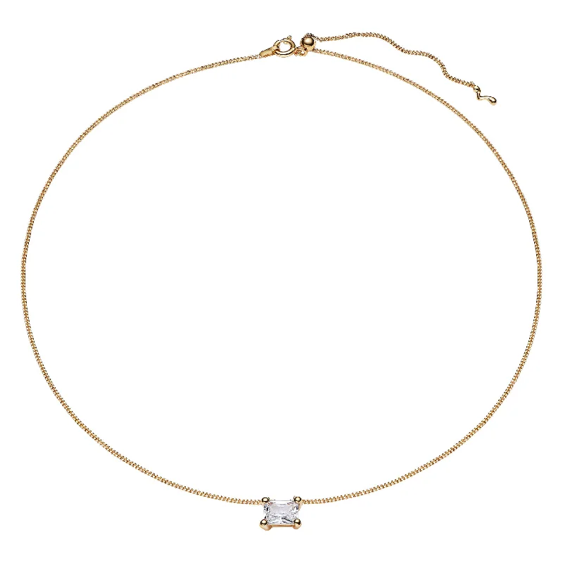 Tailored initial necklaces-Roppongi Drop Gold Plated Necklace w. Zirconia