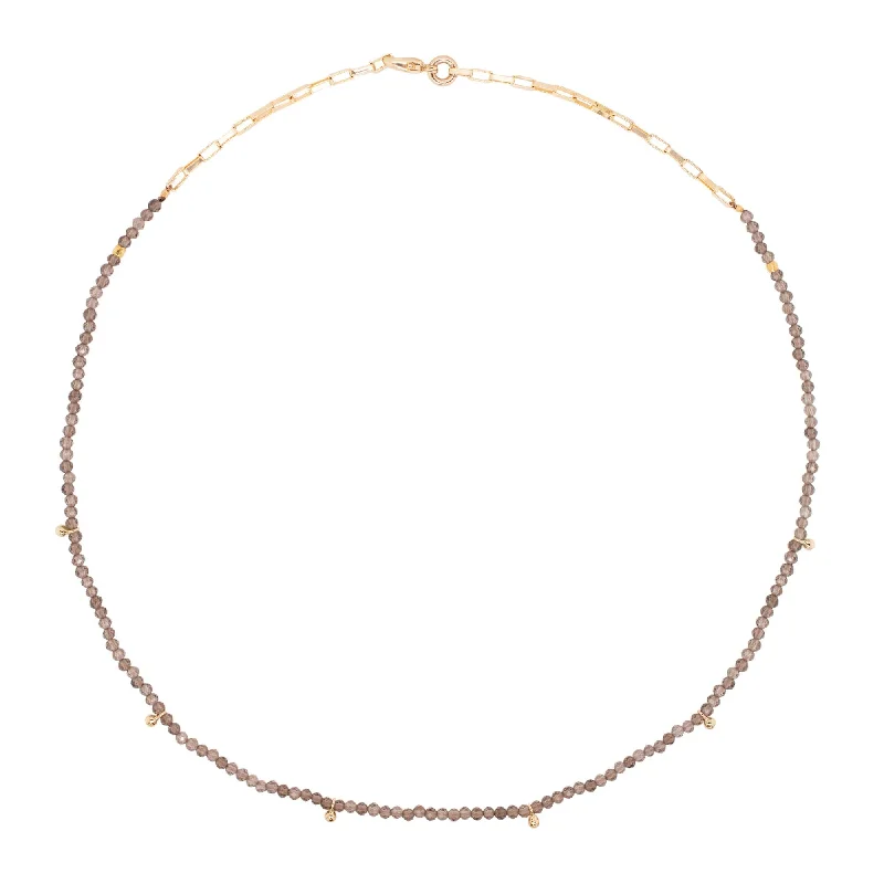 Classic style necklaces-Smoky Gold Plated Necklace w. Quartz