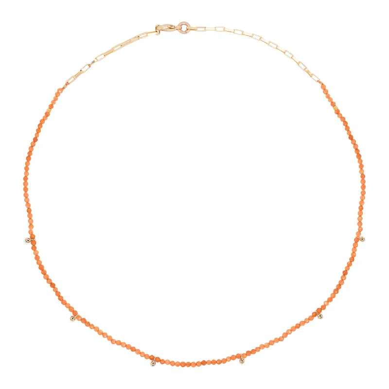 Flush clasp necklaces-Orange Gold Plated Necklace w. Zirconia