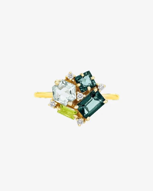 Slim stack rings-Amalfi Green Mix Blossom Ring