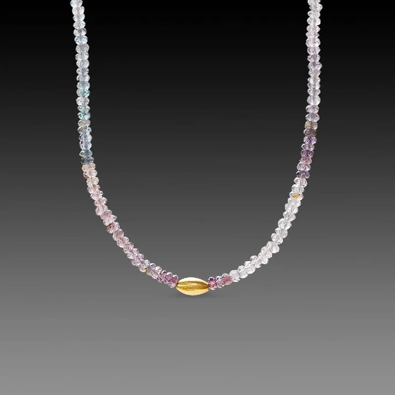 Loop knot necklaces-Ombre Spinel Necklace with 22k Bead