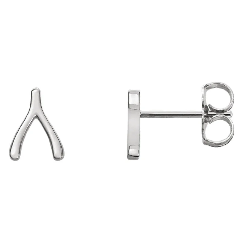 Whisper threader earrings-6 x 8mm (1/4 x 5/16 Inch) Sterling Silver Tiny Wishbone Post Earrings