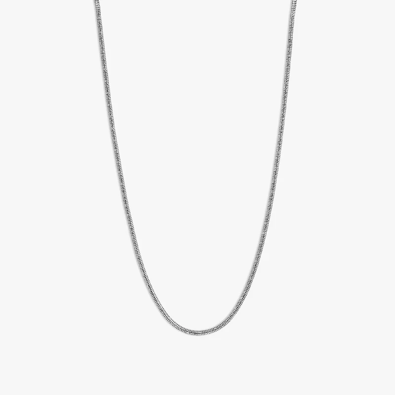 Brilliant gem necklaces-Serpente 2.4MM Snake Chain Necklace In Rhodium Plated Silver