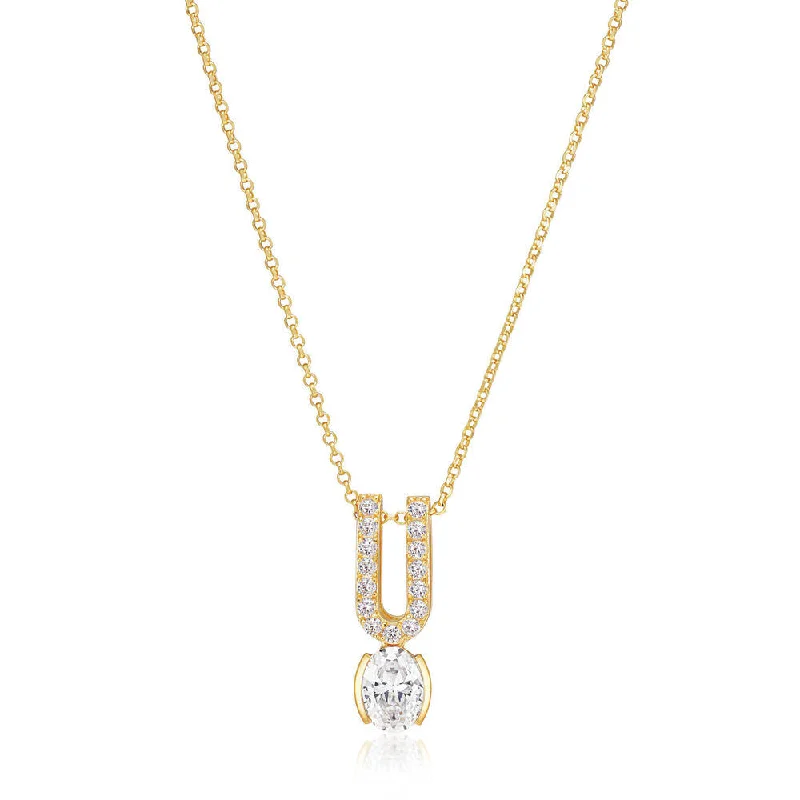 Soft cord necklaces-Ellisse Carezza Uno 18K Gold Plated Necklace w. Zirconia