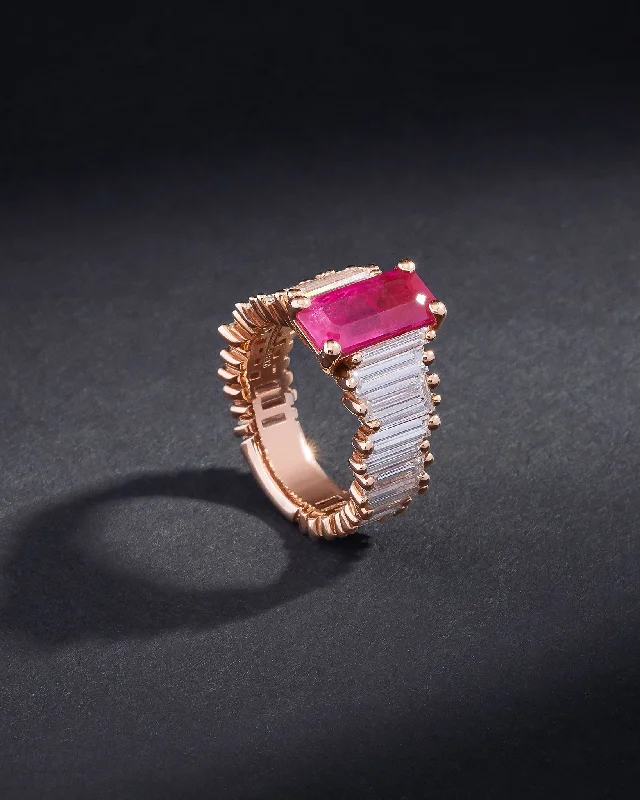 Cane style rings-One of a Kind Ruby Sunset Ring