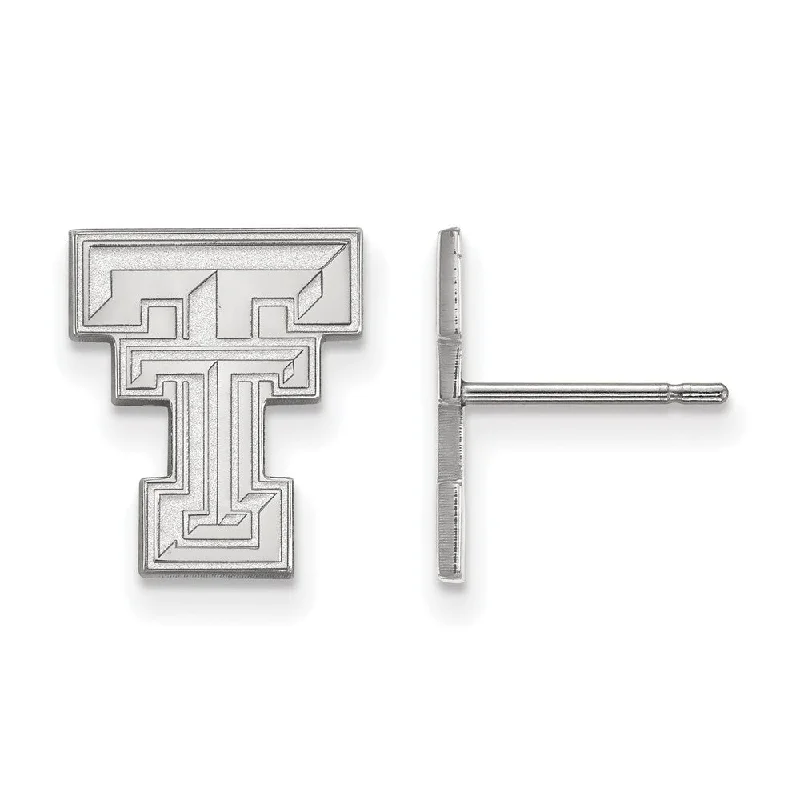 Satin weave earrings-Sterling Silver Texas Tech University Small Post Earrings