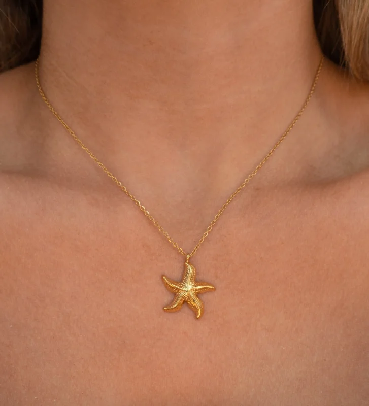 Star shape necklaces-Starfish Necklace | Small