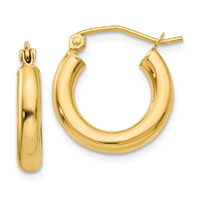 Intricate drop earrings-3mm x 15mm 14k Yellow Gold Classic Round Hoop Earrings