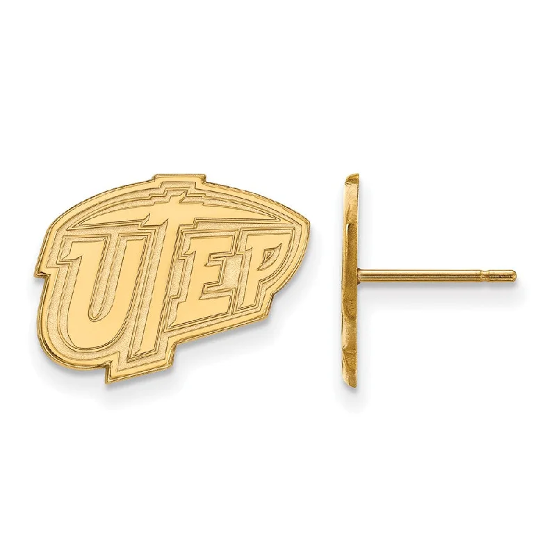 Indian tile earrings-14k Yellow Gold University of Texas El Paso Post Earrings