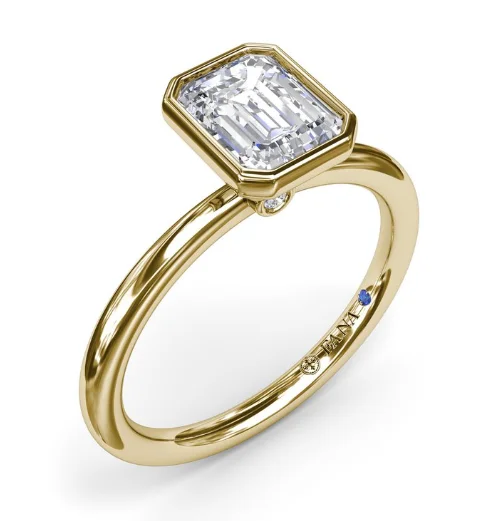 New moon rings-14K Yellow Gold 0.02cttw VS FG Modest Solitaire Diamond Semi-Mount Ring by Fana