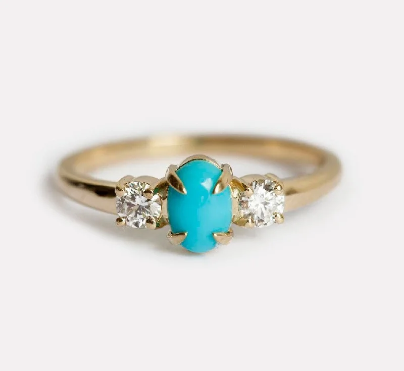 Triple-tone rings-Margaret Oval Turquoise Ring