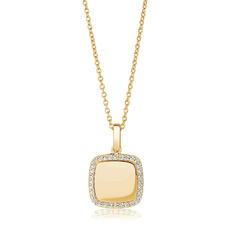 Twisted link necklaces-Follina Quadrato Gold Plated Necklace w. White Zirconias