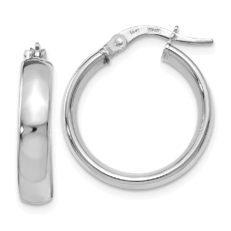 Tri-metal earrings-4mm x 19mm (3/4 Inch) Polished 14k White Gold Domed Round Tube Hoops