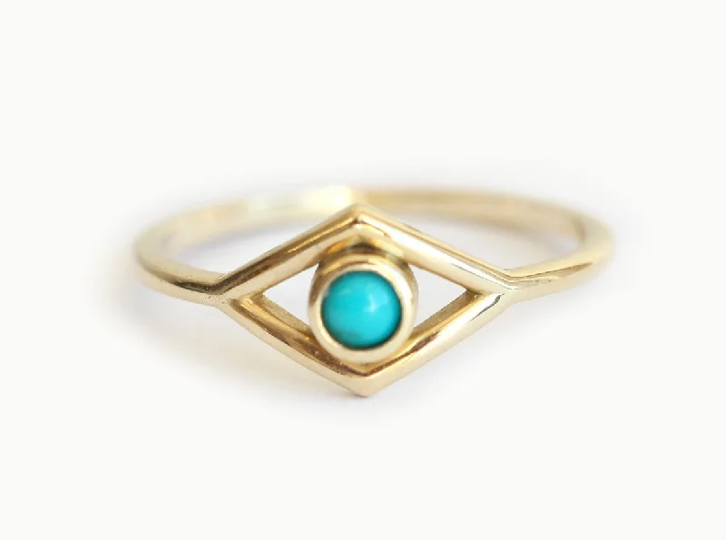 Sturdy stone rings-Turquoise Ring, Evil Eye Ring