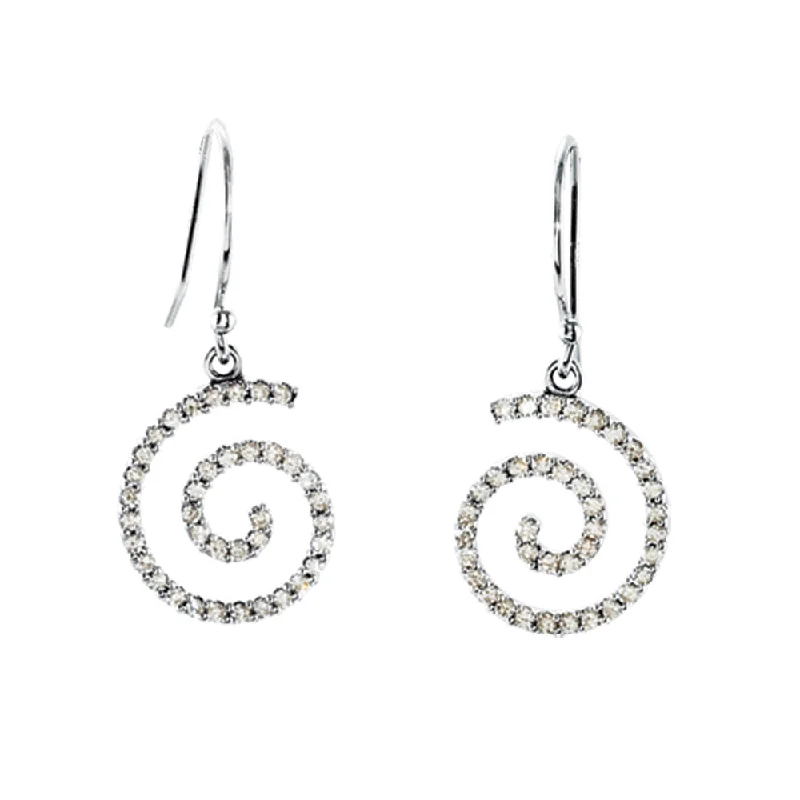 Driftwood earrings-3/8 cttw Diamond Spiral Earrings in 14k White Gold