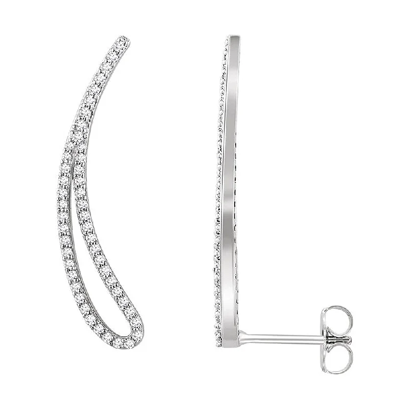 Tri-metal earrings-5.5mm x 21mm 14k White Gold 1/4 CTW (H-I, I1) Diamond Ear Climbers