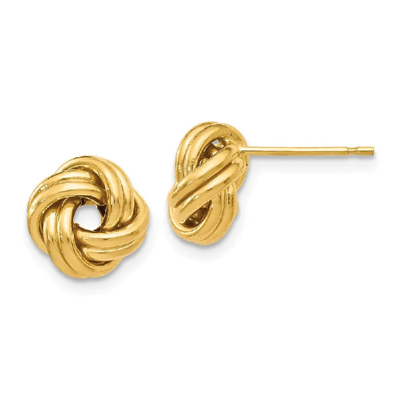 Sweeping art earrings-9.5mm (3/8 Inch) 14k Yellow Gold Polished Love Knot Post Earrings