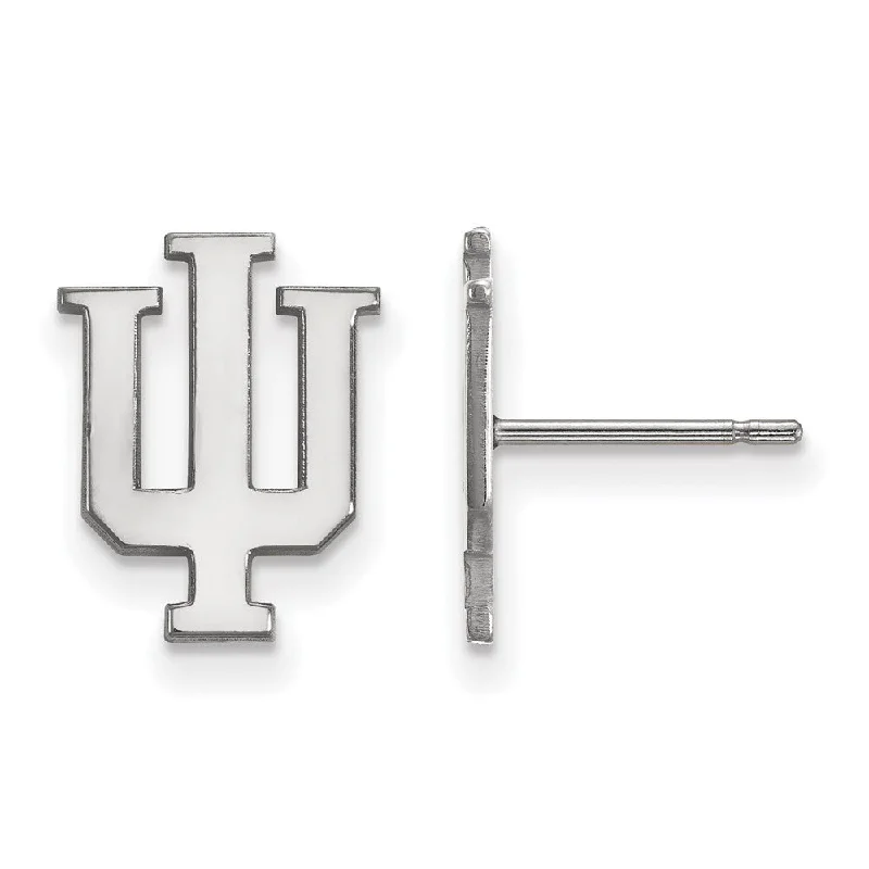 Slim gold earrings-14k White Gold Indiana University Small Post Earrings