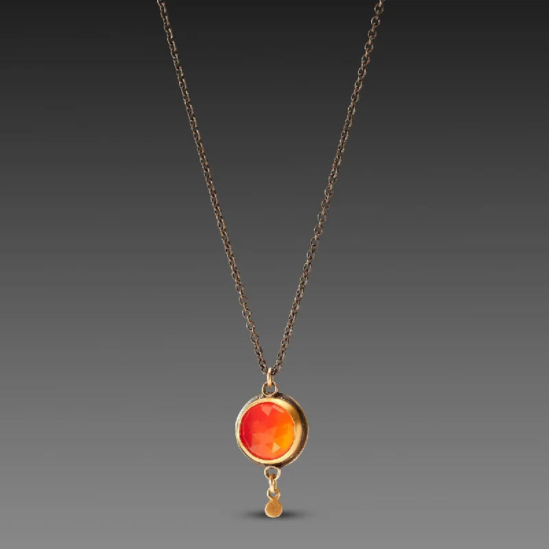 Chained layer necklaces-Carnelian Necklace with Gold Drop