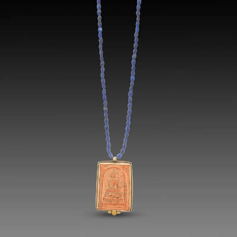 Bow knot necklaces-Buddha Amulet on Lapis Strand