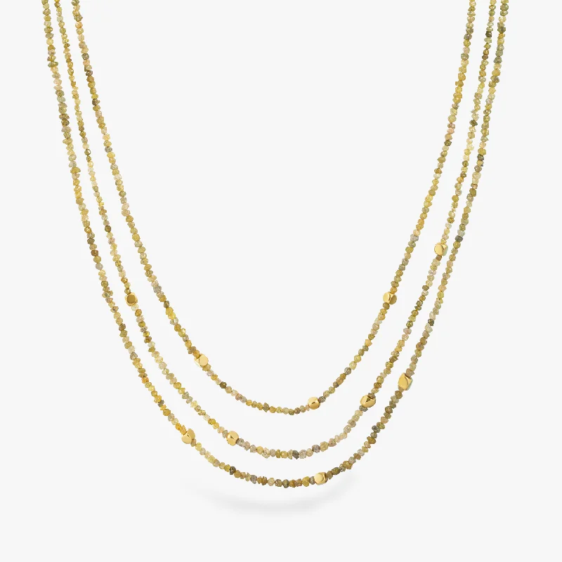 River glass necklaces-Rough yellow diamond necklace with 18k gold