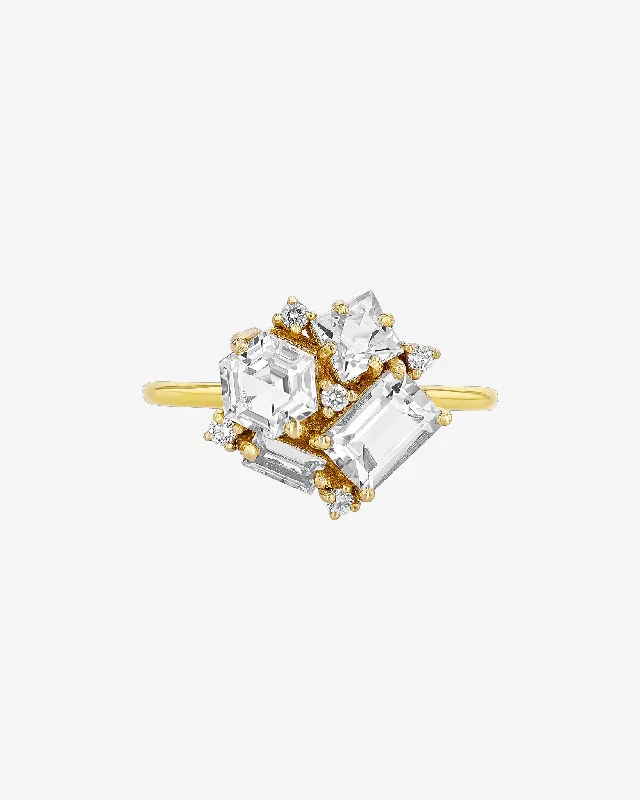 Bare dot rings-Amalfi White Topaz Blossom Ring