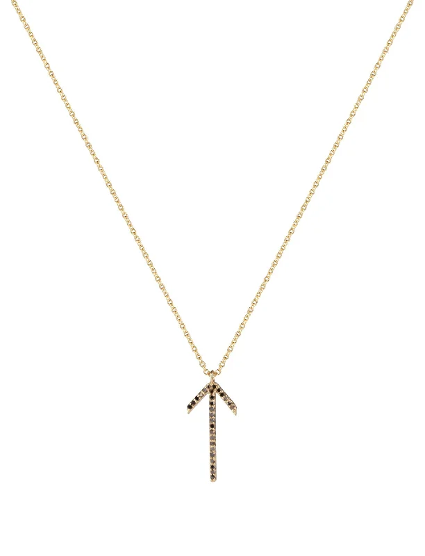 Jet black necklaces-Arrow Gold Plated Necklace w. Spinel