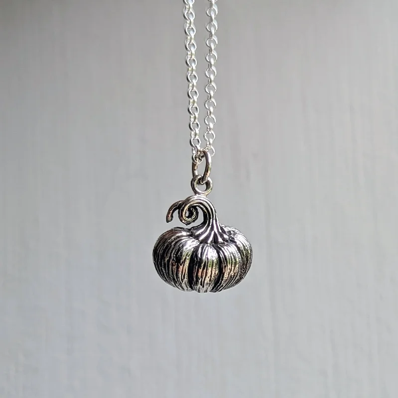 Flexible cord necklaces-Sterling Pumpkin Necklace