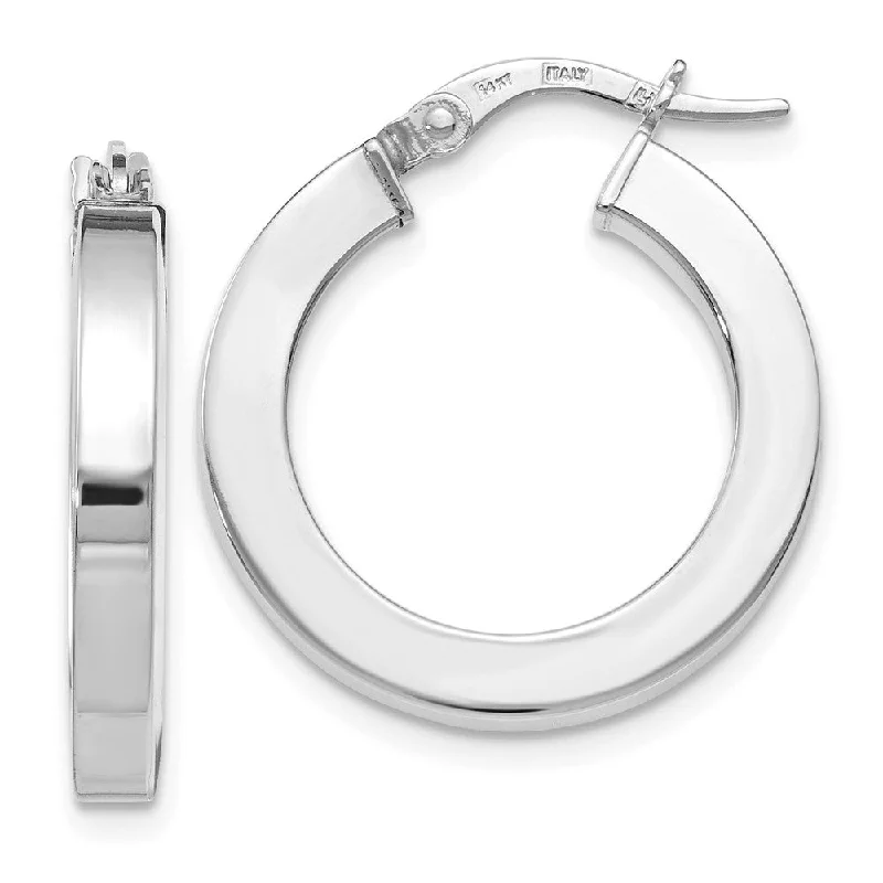 Loop knot earrings-3mm x 21mm (13/16 Inch) Polished 14k White Gold Square Tube Hoops