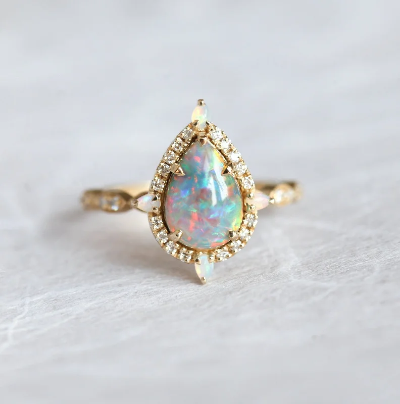 Chained design rings-Kathleen Pear Opal Ring