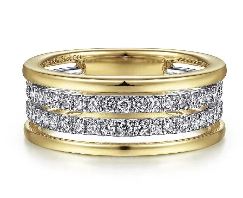 Prism star rings-14K White-Yellow Gold 0.51cttw SI2 Diamond Stackable Ring Sz 6.5  by Gabriel