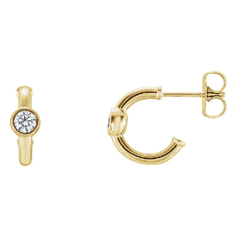 Nostalgic clip earrings-4 x 12mm 14k Yellow Gold 1/4 CTW (G-H, I1) Diamond J-Hoop Earrings