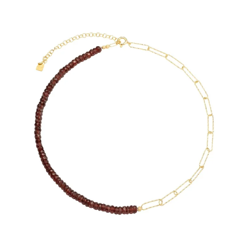 Sharp-line necklaces-Brianda 18K Gold Plated Necklace w. Garnet