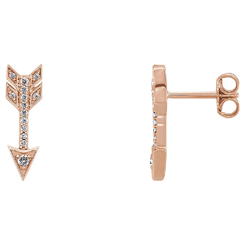 Knit bead earrings-5mm x 17mm 14k Rose Gold 1/6 CTW (G-H, I1) Diamond Arrow Earrings