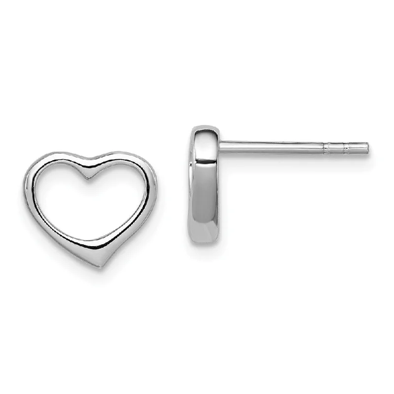 Breezy hoop earrings-10mm Open Heart Post Earrings in Sterling Silver