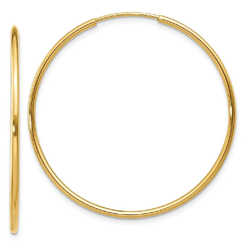 Tri-metal earrings-1.25mm, 14k Yellow Gold Endless Hoop Earrings, 32mm (1 1/4 Inch)