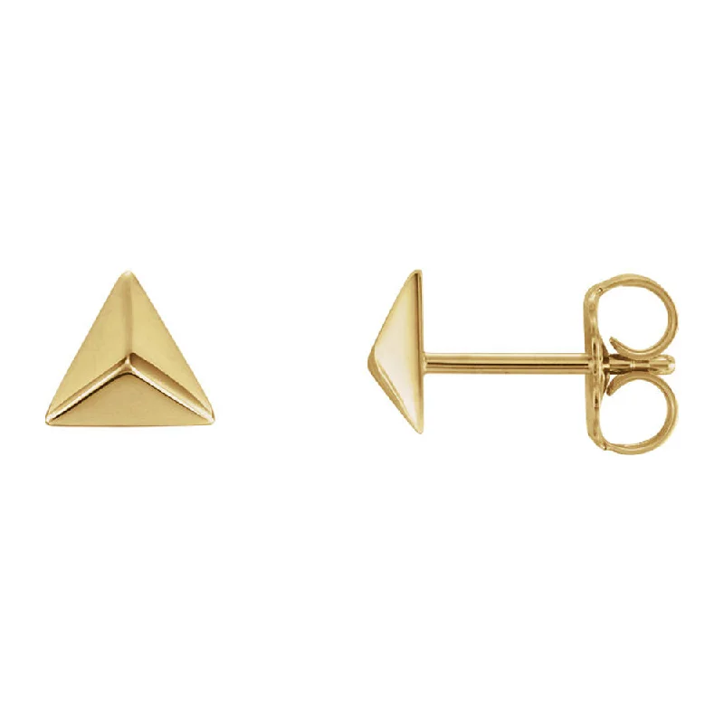 Curved drop earrings-5.5mm (3/16 Inch) 14k Yellow Gold Small Triangle Pyramid Post Earrings