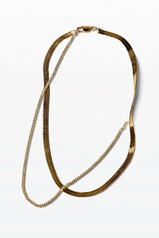 Braided knot necklaces-Summa 02 18K Gold Plated Necklace