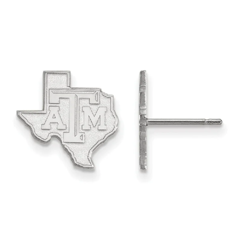 Sharp bar earrings-Sterling Silver Texas A&M University Small Logo Post Earrings