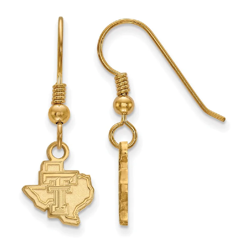 Stone cluster earrings-14k Gold Plated Silver Texas Tech University XS (Tiny) Dangle Earrings