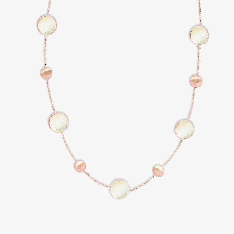 Prism crystal necklaces-Kensington Double Stone Necklace in 14K Satin Rose Gold with White MOP