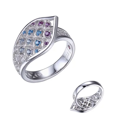 Sharp eternity rings-Sterling Silver Colored Gemstone Ring by ELLE