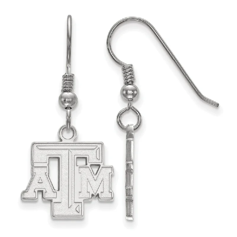 Lunar phase earrings-Sterling Silver Texas A&M University Small 'ATM' Dangle Earrings