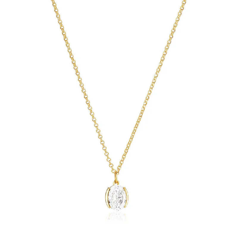 Thin bar necklaces-Ellisse Carezza 18K Gold Plated Necklace w. Zirconia