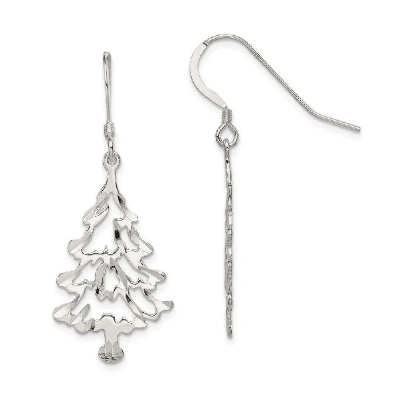 Quirky pair earrings-Sterling Silver Christmas Tree Earrings