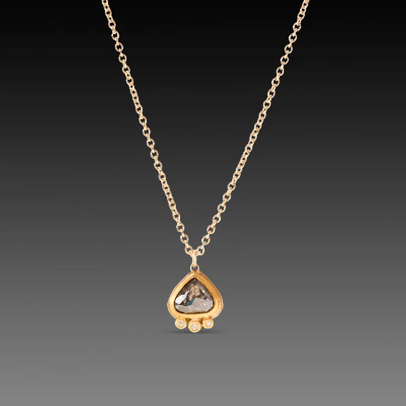 Trapezoid pendant necklaces-Salt & Pepper Diamond Necklace