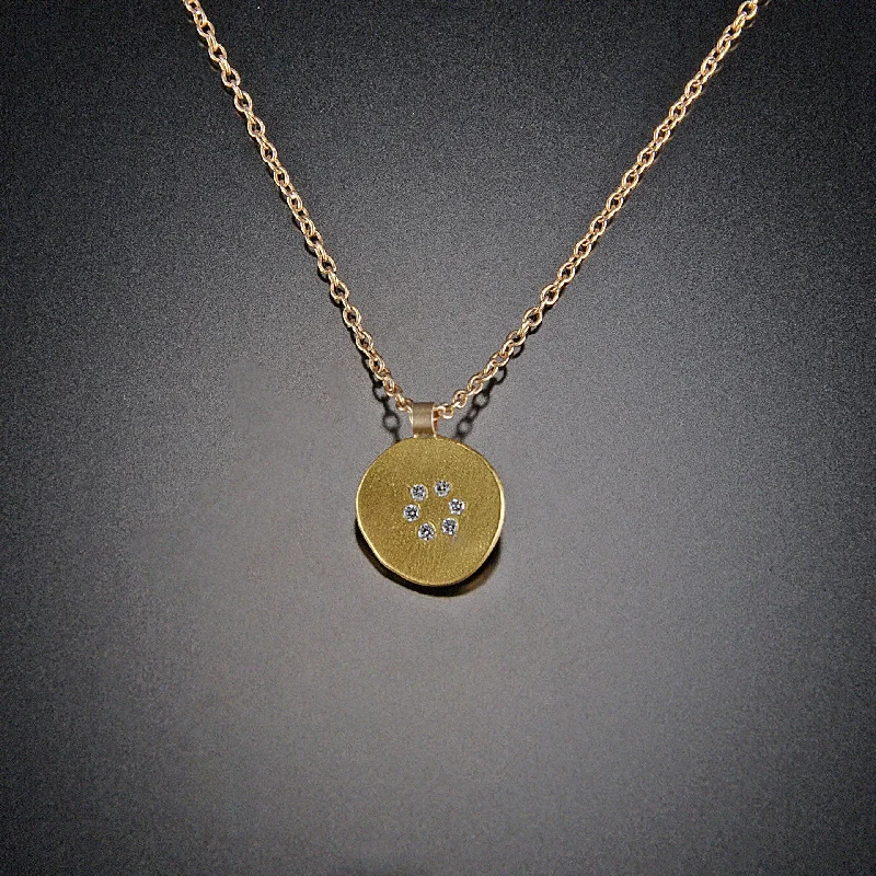 Edgy art necklaces-Gold Disk Necklace with Diamond Circle